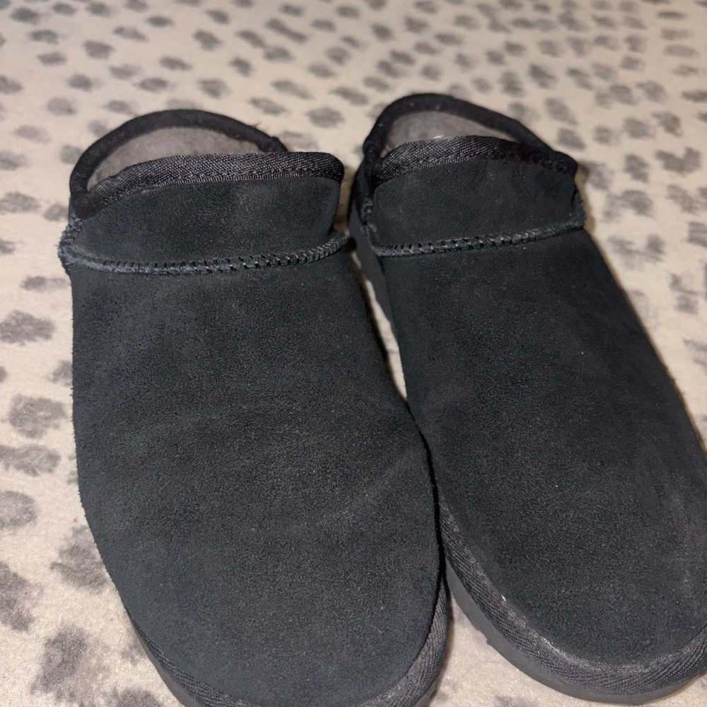UGG Black Fleece-Lined Slip-Ons